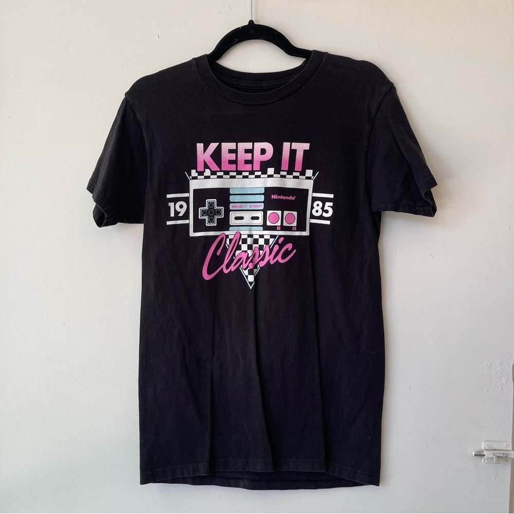 Nintendo Black T-Shirt with Pink Graphic